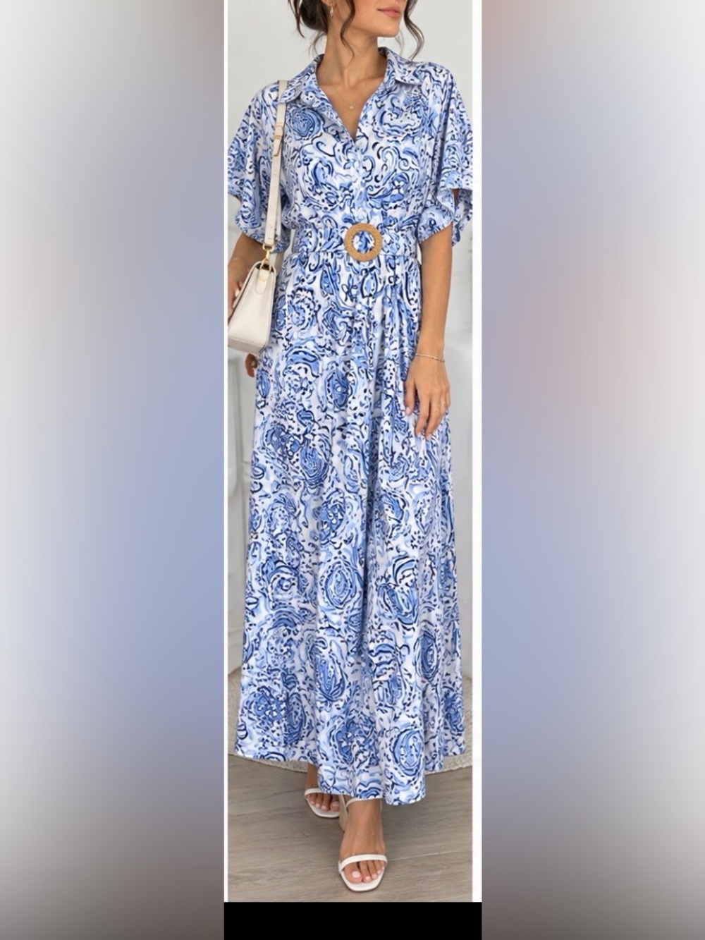 Talbots Plus Size 18W Blue & White Paisley Print Dress with Belt #plus #paisley